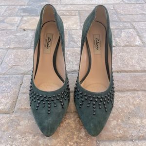 Clarks Narrative green leather pump heels size 7.5